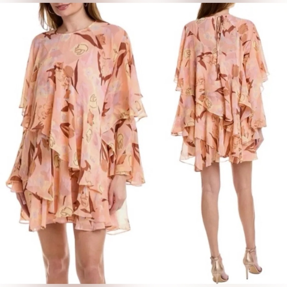 Ted Baker ~ Size 1 (US-4)~ Pegaia Sleeve Detail Mini Dress Coral ~See Size Chart